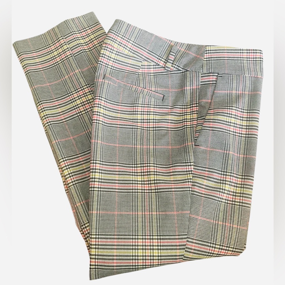 NWOT- LOFT PLAID STRAIGHT 👖Leg Pants - Gray and Pink